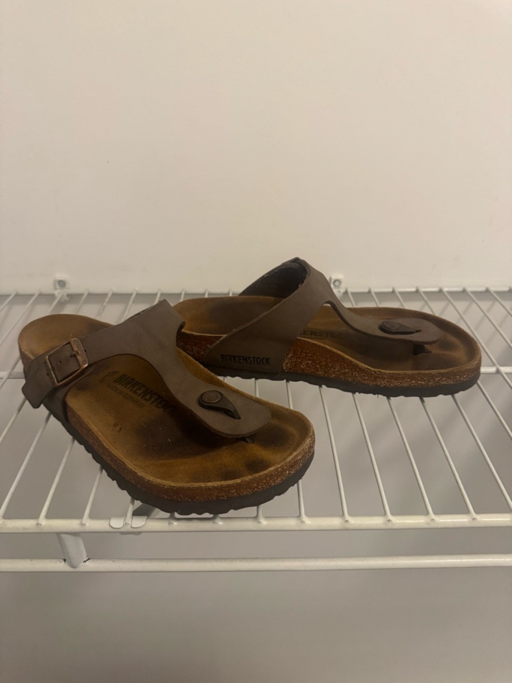 Birkenstock Brown Leather Gizeh Thong Sandals